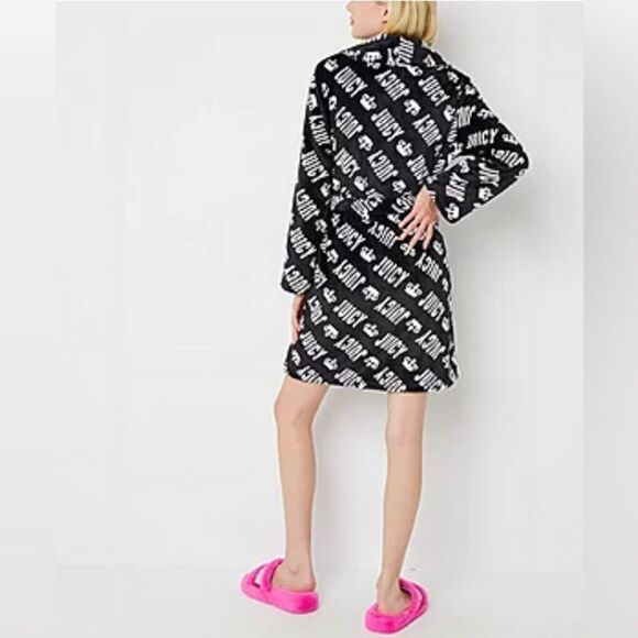 NEW JUICY COUTURE BLACK/WHITE ROBE - Picture 3 of 4